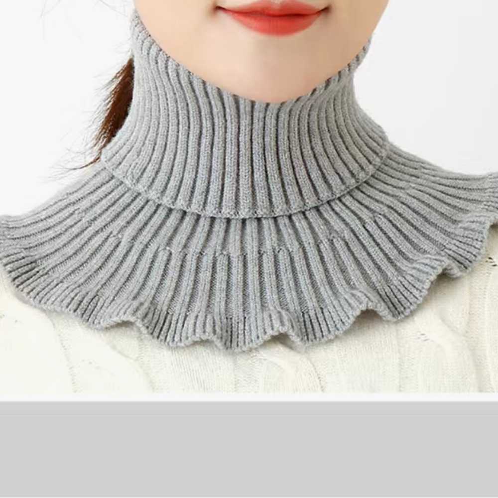 Knitted scarf warm neck uni size color grey